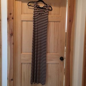 Black/Tan striped maxi dress